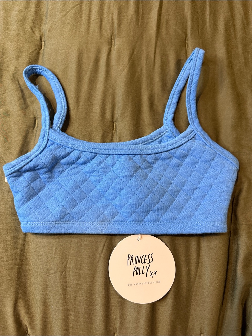 Princess Polly Light Blue Quilted Crop Bralette